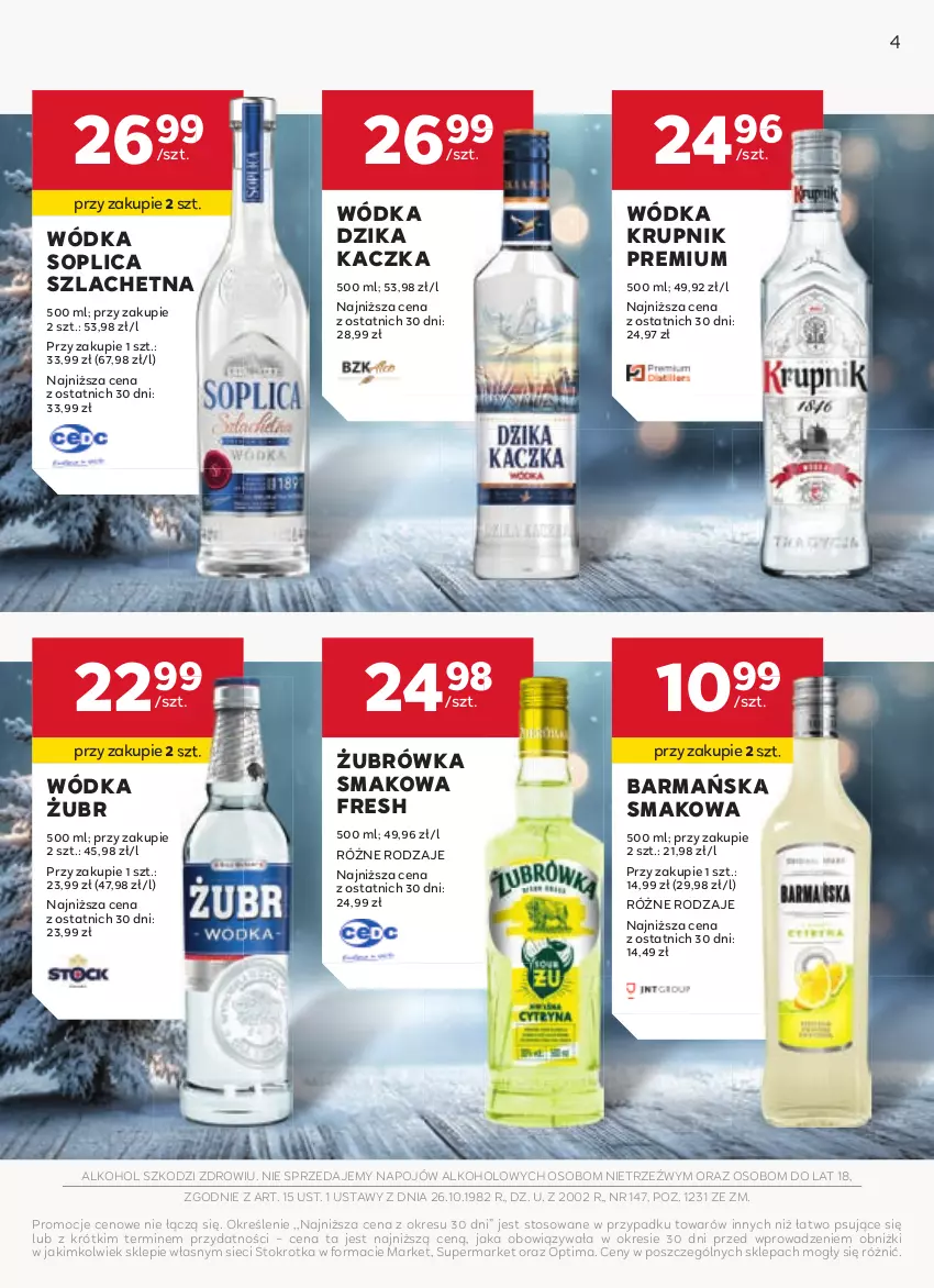 Gazetka promocyjna Stokrotka - W dobrym smaku! - ważna 04.12.2025 do 07.01.2026 - strona 4 - produkty: Kaczka, Krupnik, Optima, Soplica, Wódka