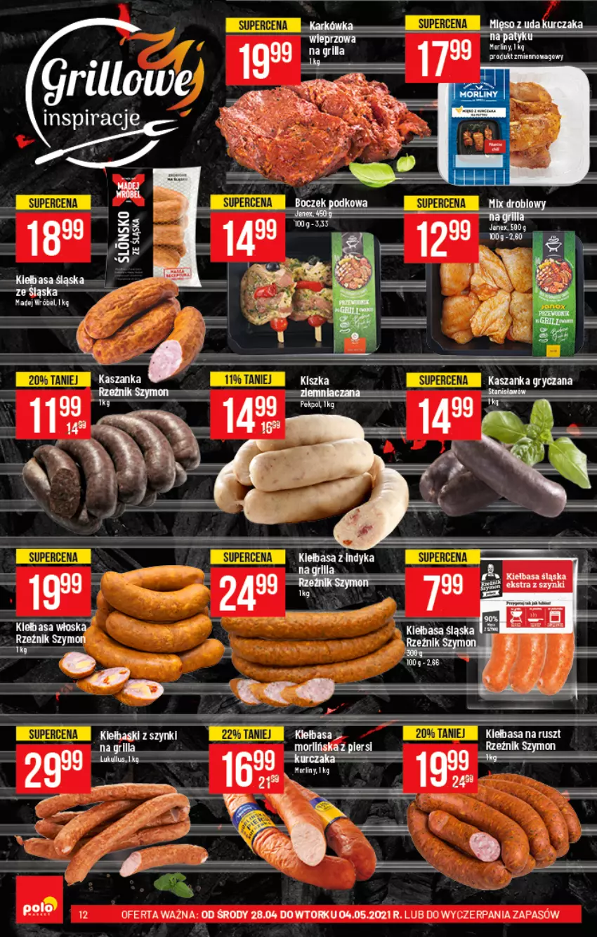 Gazetka promocyjna PoloMarket - Gazetka promocyjna - ważna 28.04 do 04.05.2021 - strona 12 - produkty: Fa, Grill, Gry, Hask, Kasza, Kaszanka, Kiełbasa