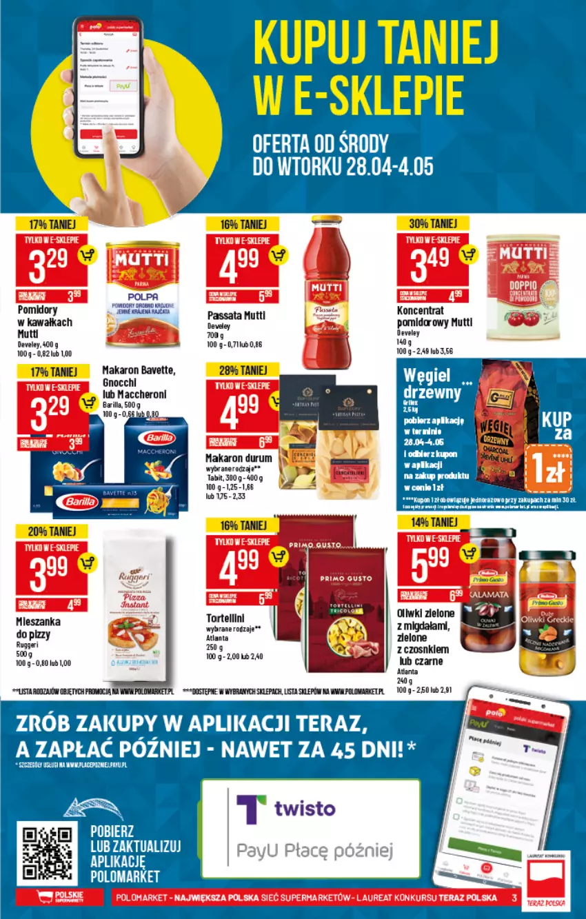 Gazetka promocyjna PoloMarket - Gazetka promocyjna - ważna 28.04 do 04.05.2021 - strona 3 - produkty: Barilla, Gnocchi, Kawa, Makaron, Pizza, Pomidory, Pomidory w kawałkach, Rum, Tera