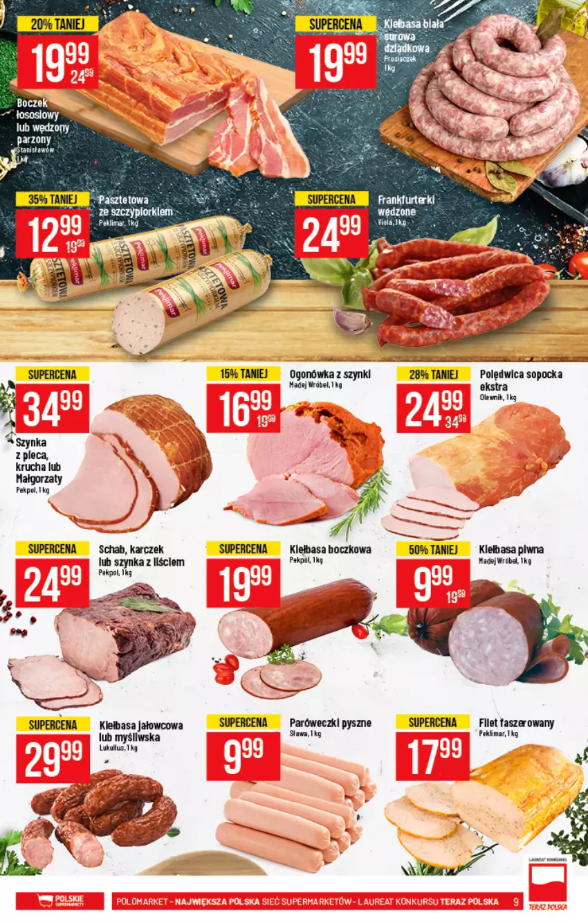 Gazetka promocyjna PoloMarket - Gazetka promocyjna - ważna 28.04 do 04.05.2021 - strona 9 - produkty: Fa, Kiełbasa, Kiełbasa piwna, Madej Wróbel, Ogonówka, Olewnik, Pekpol, Piec, Polędwica, Szynka