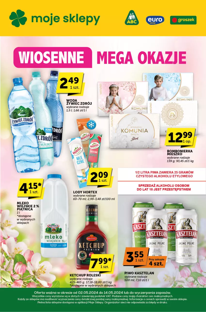 Gazetka promocyjna ABC - ważna 02.05 do 14.05.2024 - strona 1 - produkty: Fa, Gra, Hortex, Ketchup, Lody, Mleko, Piątnica, Piwa