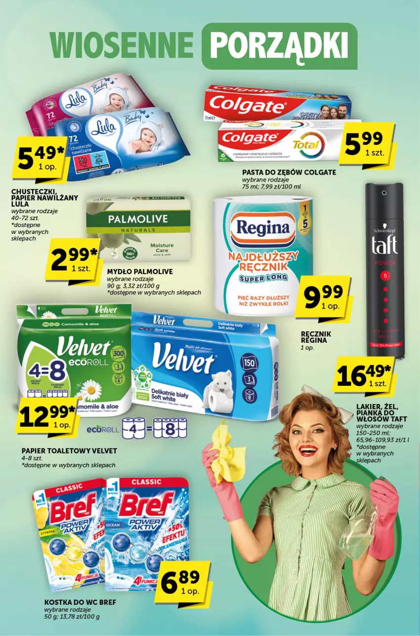 Gazetka promocyjna ABC - ważna 02.05 do 14.05.2024 - strona 28 - produkty: Bref, Chusteczki, Colgate, Gin, Kostka do wc, Lakier, LG, Mydło, Palmolive, Papier, Papier toaletowy, Pasta do zębów, Ręcznik, Rolki, Taft, Velvet