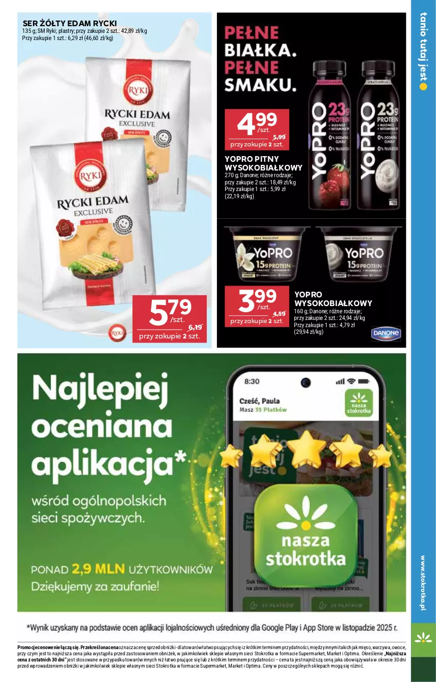 Gazetka promocyjna Stokrotka - Supermarket - ważna 15.01 do 21.01.2026 - strona 15 - produkty: Danone, Edam, Mięso, Optima, Owoce, Ser, Sok, Warzywa