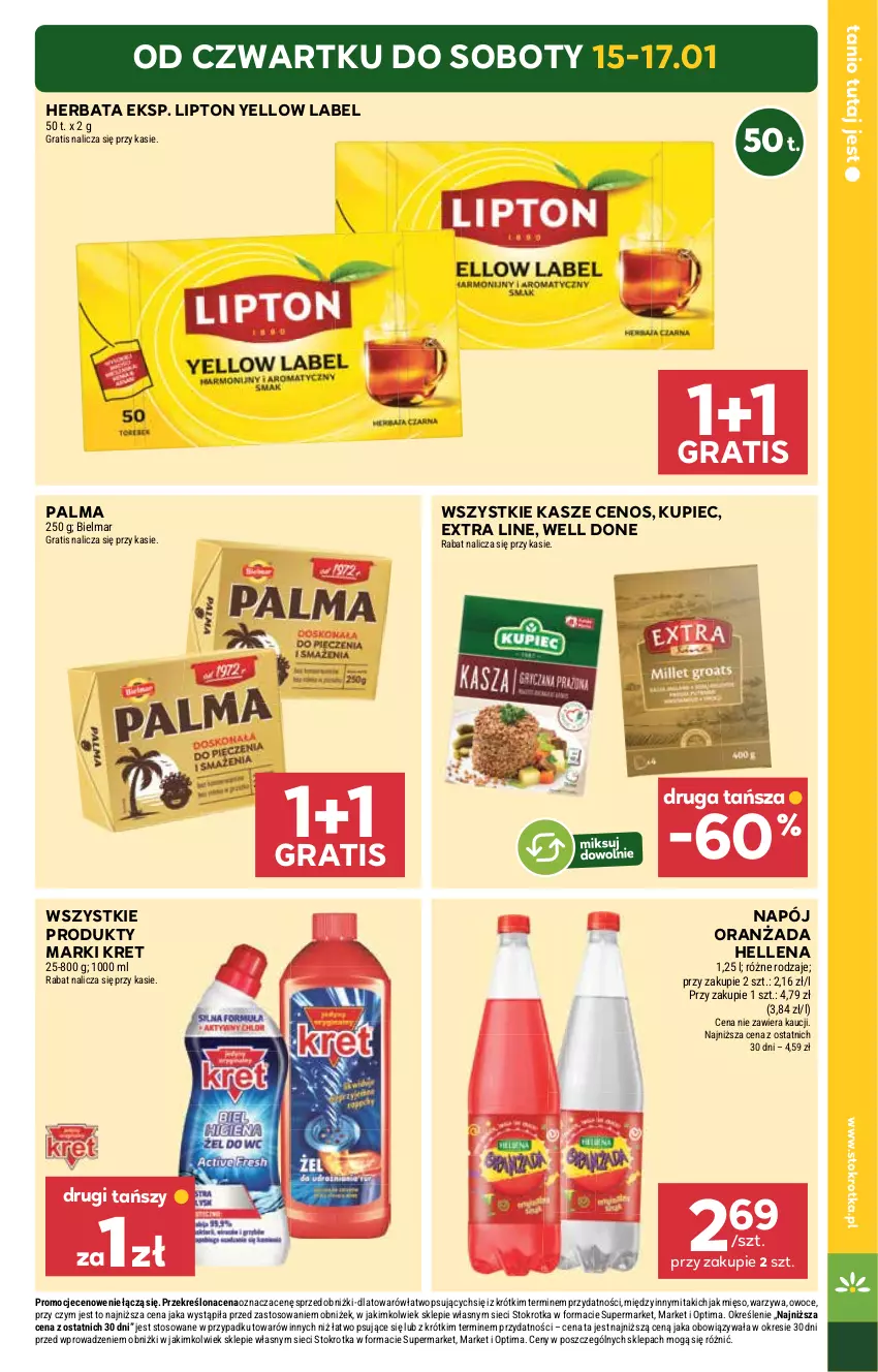 Gazetka promocyjna Stokrotka - Supermarket - ważna 15.01 do 21.01.2026 - strona 3 - produkty: Cenos, Gra, Hellena, Herbata, Kret, Kupiec, Lipton, Mięso, Napój, Optima, Oranżada, Owoce, Palma, Piec, Warzywa