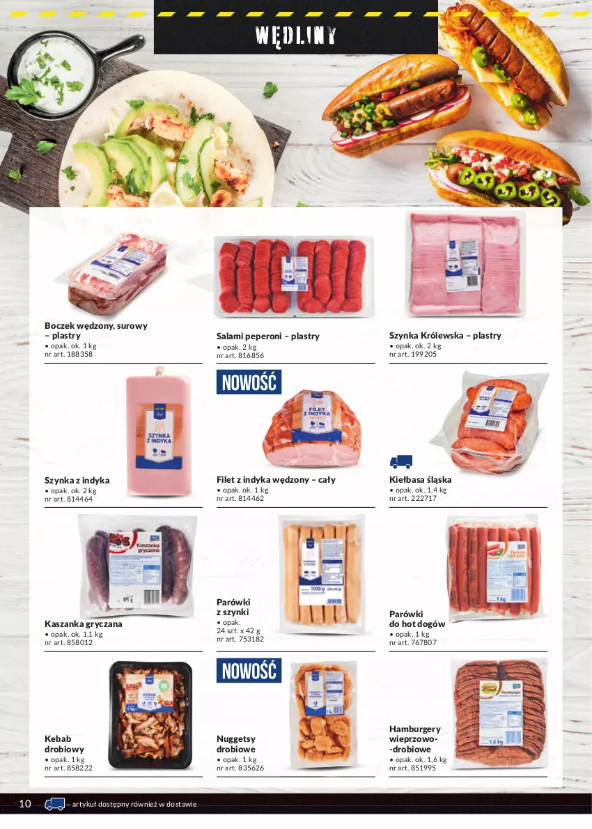 Gazetka promocyjna Makro - [Oferta specjalna] Street food - ważna 19.04 do 31.08.2022 - strona 10 - produkty: Boczek, Burger, Gry, Hamburger, Hot dog, Kasza, Kaszanka, Kebab, Kiełbasa, Kiełbasa śląska, Parówki, Parówki z szynki, Salami, Szynka, Szynka Królewska