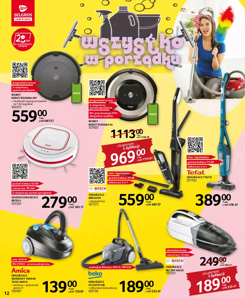 Gazetka promocyjna Selgros - Katalog Sprzątanie - ważna 03.03 do 16.03.2022 - strona 12 - produkty: Akumulator, Amica, Gra, IRobot, Odkurzacz, Orka, Rama, Robot, Roomba, Top