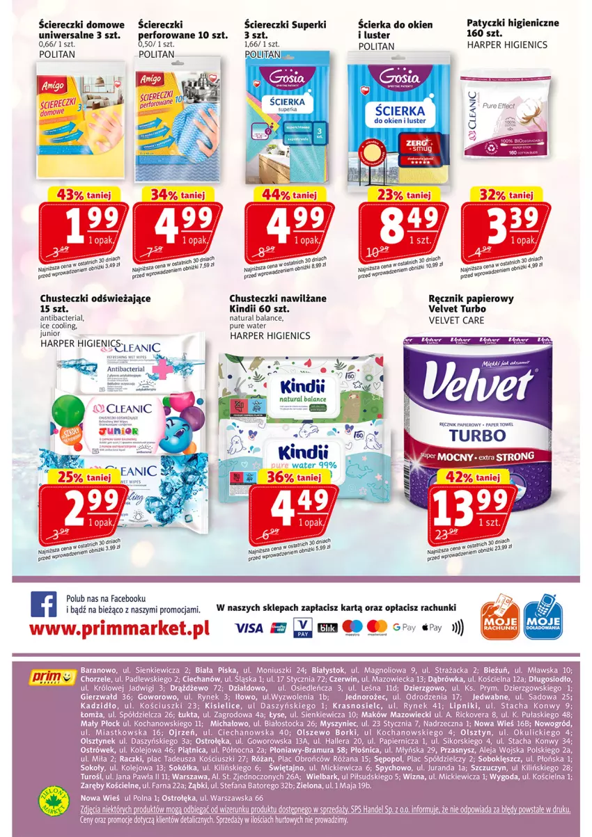 Gazetka promocyjna Prim Market - ważna 08.08 do 14.08.2024 - strona 16 - produkty: Chusteczki, Cleanic, Fa, Jednorożec, Kindii, Kisiel, Koc, Mysz, Ogród, Olej, Papier, Piątnica, Pur, Ręcznik, Róża, Sok, Sokół, Stock, Velvet