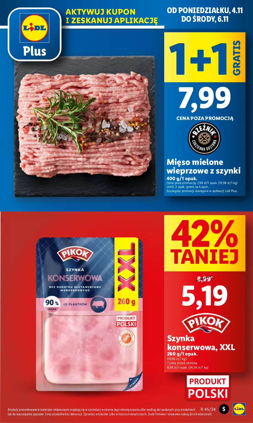 Gazetka promocyjna Lidl - GAZETKA - ważna 04.11 do 06.11.2024 - strona 5 - produkty: Gra, Mięso, Mięso mielone, Ser, Szynka, Szynka konserwowa