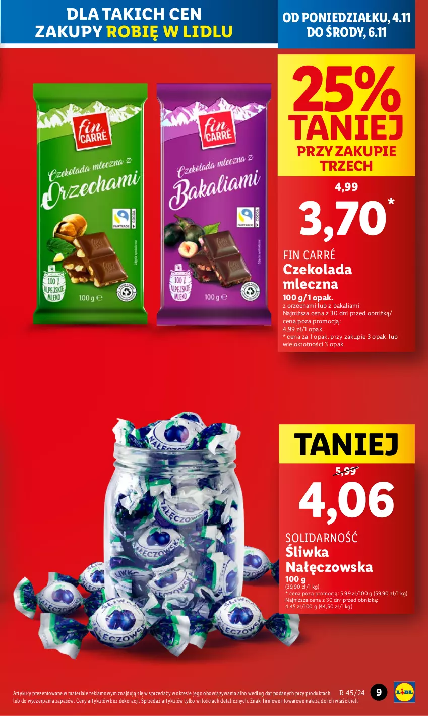 Gazetka promocyjna Lidl - GAZETKA - ważna 04.11 do 06.11.2024 - strona 9 - produkty: Czekolada, Czekolada mleczna