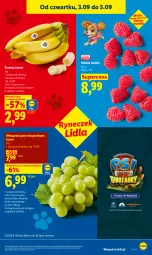 Gazetka promocyjna Lidl - Gazetka ważna od 3.09 do 5.09 - Gazetka - ważna od 05.09 do 05.09.2026 - strona 43 - produkty: Banany, Ser, Gra, Maliny, Winogrona, Wino, Olej