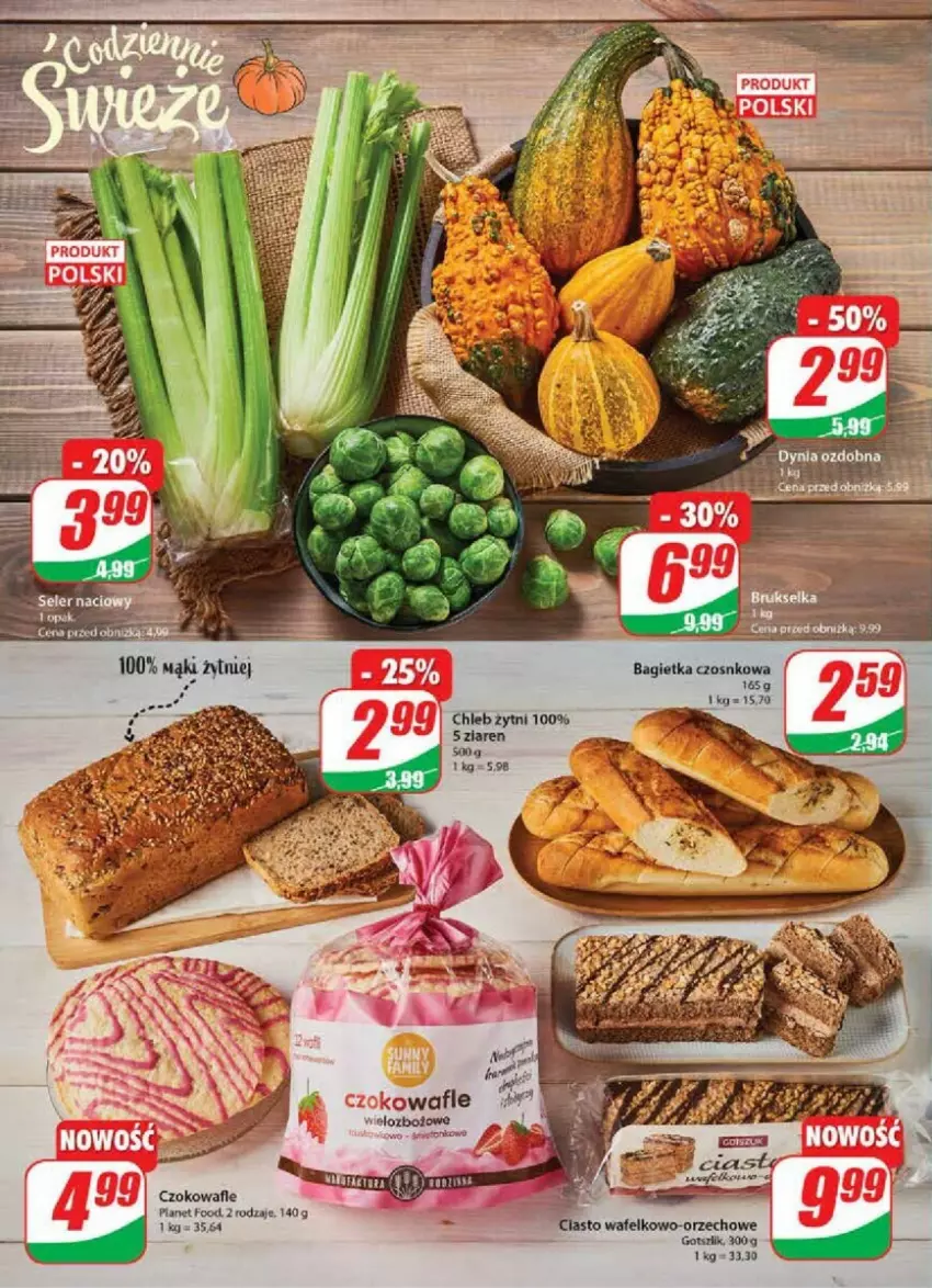 Gazetka promocyjna Dino - ważna 18.10 do 24.10.2023 - strona 4 - produkty: Bagietka, Bagietka czosnkowa, Chleb, Wafle