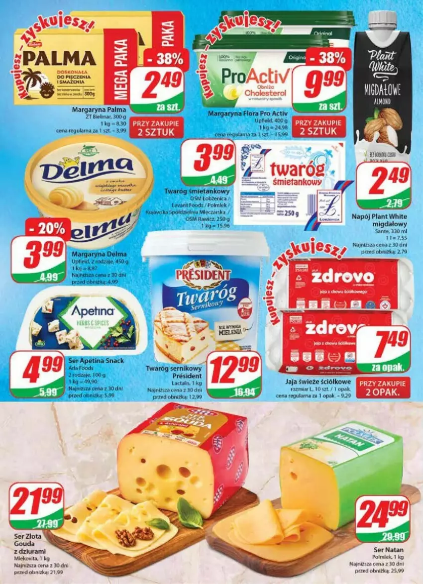 Gazetka promocyjna Dino - ważna 18.10 do 24.10.2023 - strona 6 - produkty: Flora, Gouda, Jaja, Napój, Palma, Polmiek, Sante, Ser, Twaróg