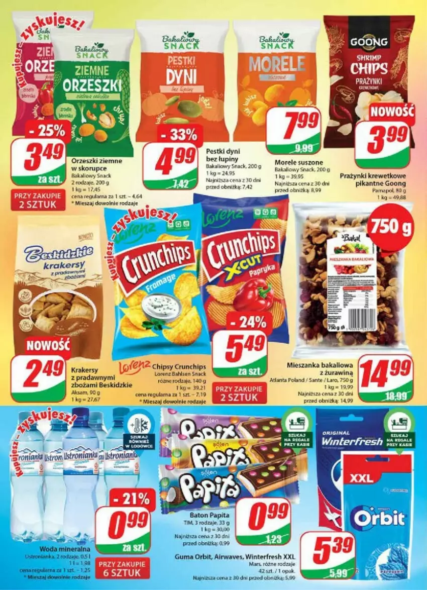 Gazetka promocyjna Dino - ważna 18.10 do 24.10.2023 - strona 8 - produkty: Aksam, Beskidzki, Chipsy, Crunchips, Fa, Krakersy, Mars, Mieszanka bakaliowa, Orzeszki, Orzeszki ziemne, Pestki dyni, Sante