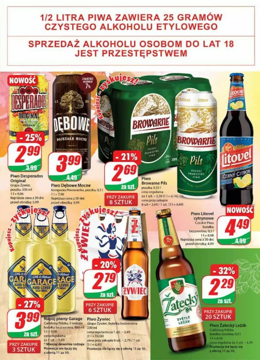 Gazetka promocyjna Dino - ważna 18.10 do 24.10.2023 - strona 9 - produkty: Carlsberg, Desperados, Gin, Piwa, Piwo