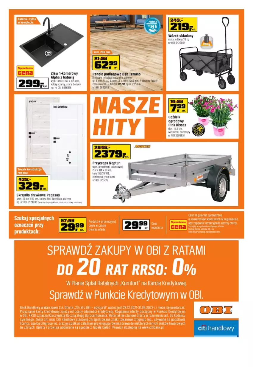 Gazetka promocyjna Obi - Gazetka OBI - ważna 25.05 do 14.06.2022 - strona 20 - produkty: Asus, Drzwi, Skrzydło drzwiowe, Tera, Wózek, Zlew