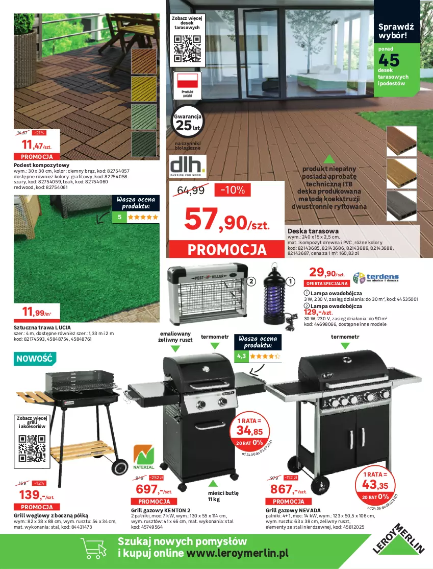 Gazetka promocyjna Leroy Merlin - Nowa Łazienka - ważna 24.06 do 03.07.2021 - strona 21 - produkty: Fa, Fotel, Gra, Grill, Grill gazowy, Krzesło, Lampa, Meble, Parasol, Por, Sofa, Sport, Stół, Stolik, Telefon, Termometr, Tran