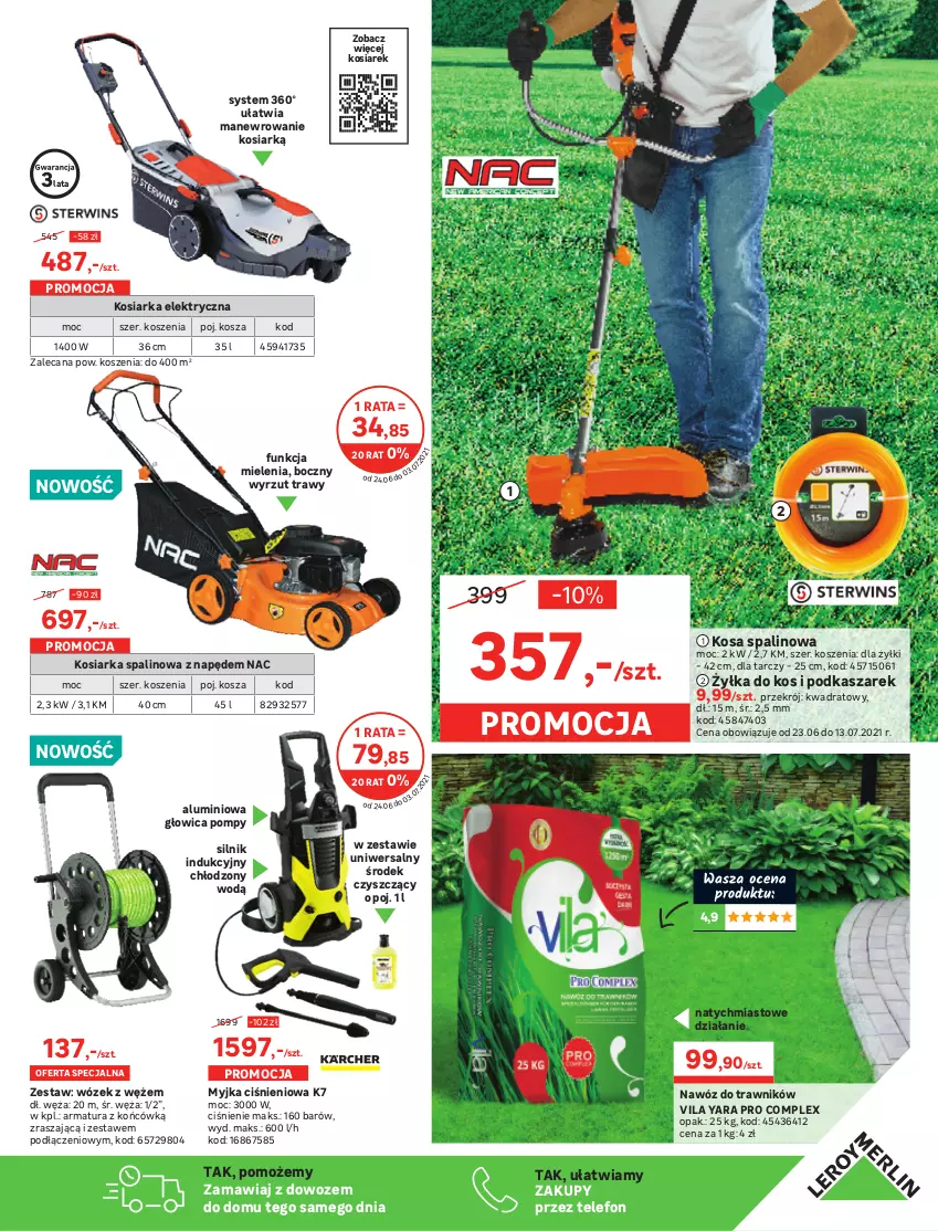 Gazetka promocyjna Leroy Merlin - Nowa Łazienka - ważna 24.06 do 03.07.2021 - strona 25 - produkty: Anew, Kasza, Kosiarka, Kosiarka spalinowa z napędem, Kosz, Mus, Myjka ciśnieniowa, Nawóz, Ogród, Sos, Telefon, Wózek