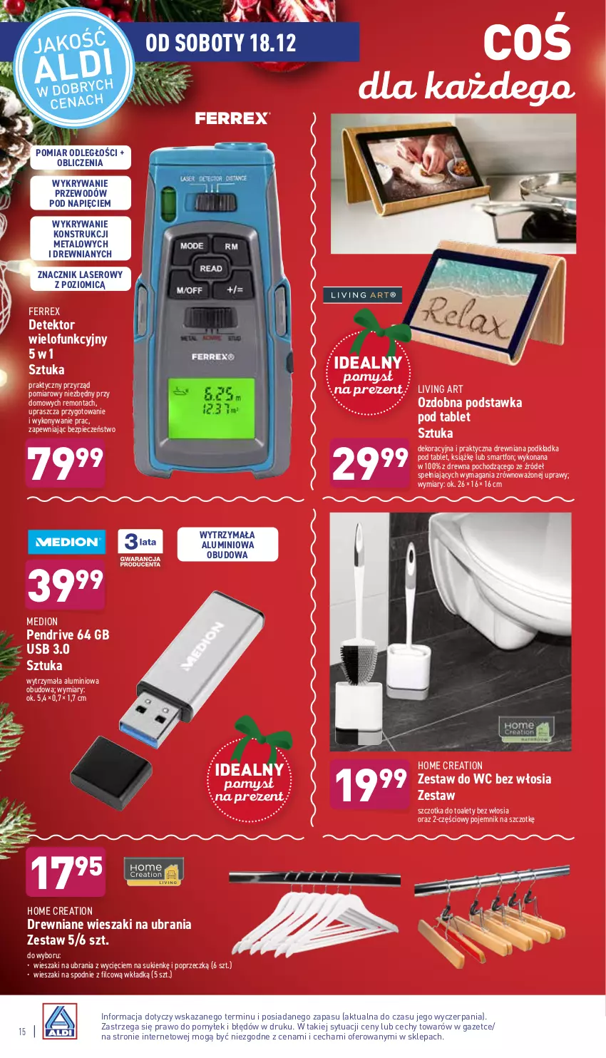 Gazetka promocyjna Aldi - ważna 15.12 do 19.12.2021 - strona 15 - produkty: Pendrive, Piec, Podkład, Podkładka, Pojemnik, Ser, Smartfon, Spodnie, Szczotka, Tablet, Ubrania, Wieszak, Zestaw do wc