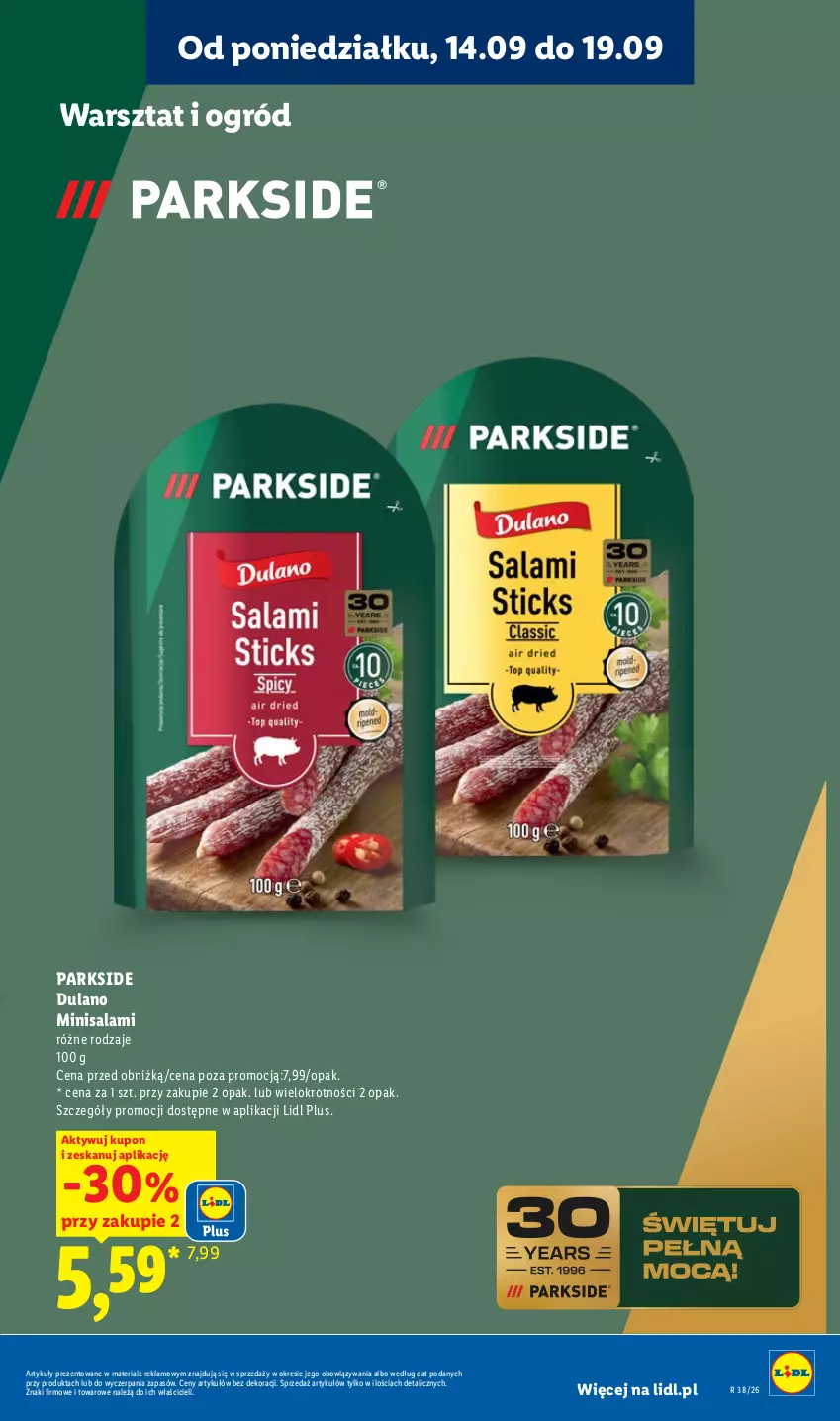 Gazetka promocyjna Lidl - Gazetka ważna od 14.09. do 19.09. - ważna 14.09 do 19.09.2026 - strona 33 - produkty: Dulano, Ogród, Parkside, Salami
