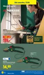 Gazetka promocyjna Lidl - Gazetka ważna od 14.09. do 19.09. - Gazetka - ważna od 19.09 do 19.09.2026 - strona 38 - produkty: Parkside, Noż, Nożyczki, Walizka, Sekator, Olej, Ogród, Akumulator