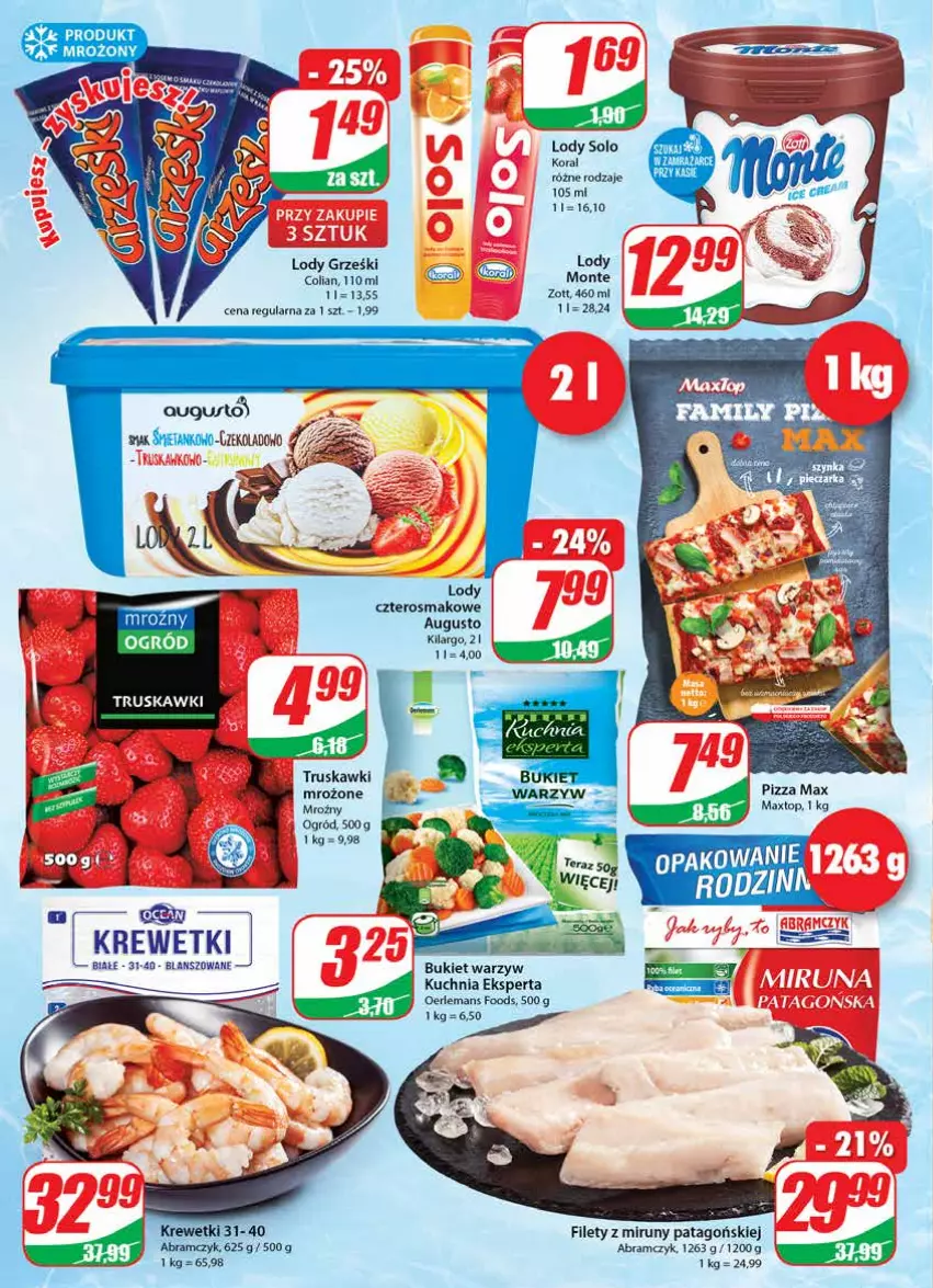 Gazetka promocyjna Dino - Gazetka - ważna 04.05 do 10.05.2022 - strona 10 - produkty: Bukiet, Bukiet warzyw, Grześki, Krewetki, Kuchnia, Lody, Monte, Ogród, Pizza, Tago, Tera, Top, Truskawki, Zott