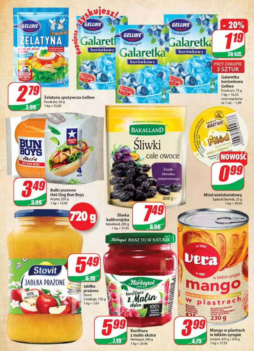 Gazetka promocyjna Dino - Gazetka - ważna 04.05 do 10.05.2022 - strona 5 - produkty: Bakalland, Gala, Galaretka, Herbapol, Jabłka, Jabłka prażone, Konfitura, Mango, Miód, Monte, Owoce, Syrop