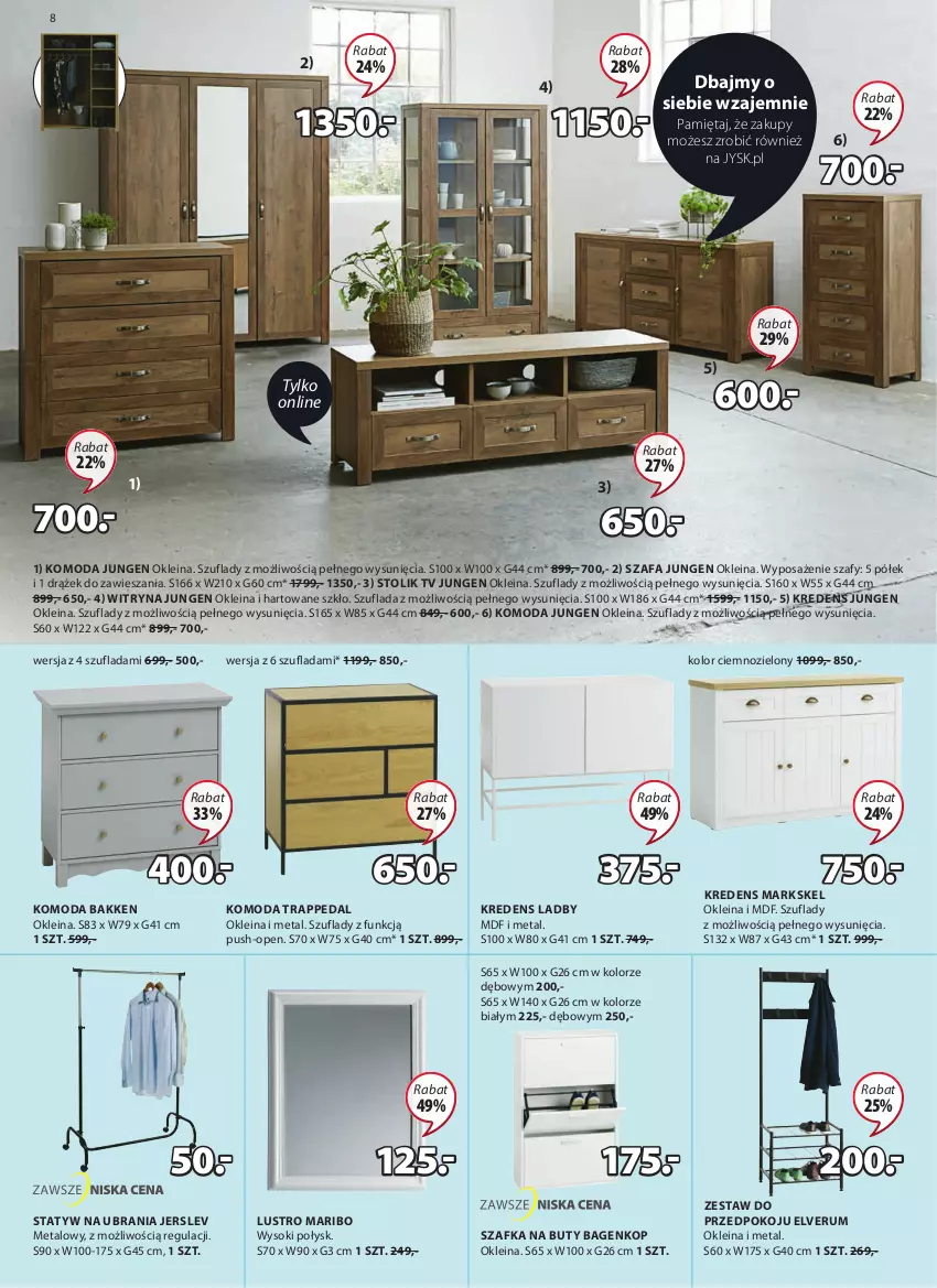 Gazetka promocyjna Jysk - Oferta tygodnia - ważna 07.04 do 20.04.2021 - strona 9 - produkty: Buty, Fa, Komoda, Kredens, Lustro, Mięta, Moda, Rum, Sok, Statyw na ubrania, Stolik, Szafa, Szafka, Szafka na buty, Ubrania, Witryna