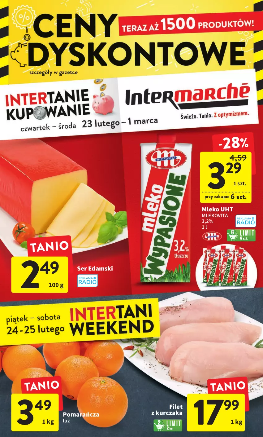 Gazetka promocyjna Intermarche - Gazetka Intermarche - ważna 23.02 do 01.03.2023 - strona 1 - produkty: Edam, Kurczak, Mleko, Mlekovita, Ser