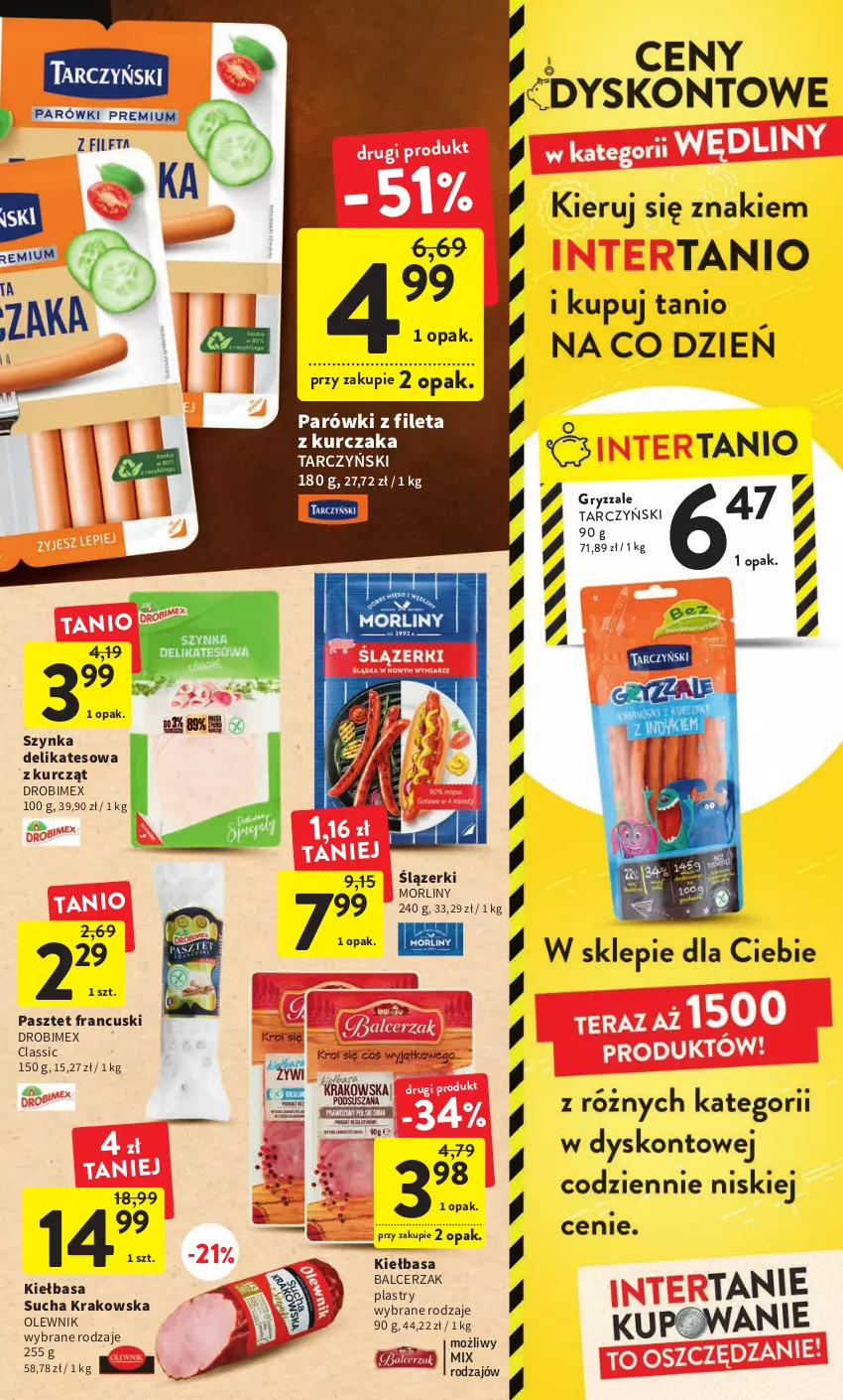 Gazetka promocyjna Intermarche - Gazetka Intermarche - ważna 23.02 do 01.03.2023 - strona 17 - produkty: Drobimex, Gry, Kiełbasa, Kurczak, Morliny, Olewnik, Parówki, Pasztet, Szynka, Szynka delikatesowa, Tarczyński