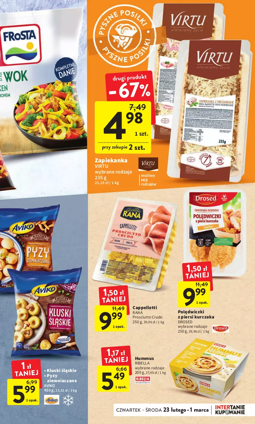 Gazetka promocyjna Intermarche - Gazetka Intermarche - ważna 23.02 do 01.03.2023 - strona 21 - produkty: Bell, Bella, Hummus, Kurczak, Mus, Pellet, Prosciutto, Virtu, Zapiekanka