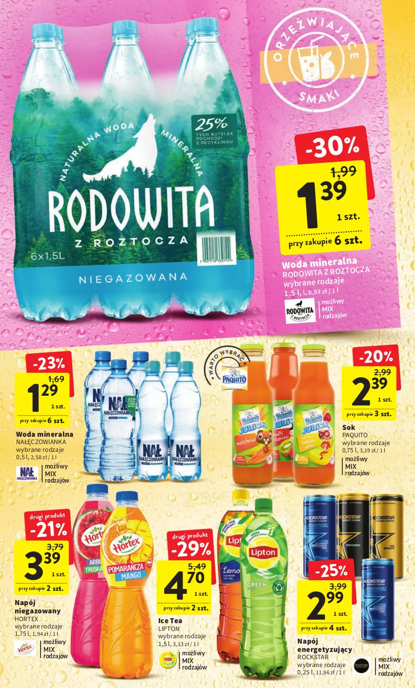 Gazetka promocyjna Intermarche - Gazetka Intermarche - ważna 23.02 do 01.03.2023 - strona 32 - produkty: Hortex, Ice tea, Lipton, Nałęczowianka, Napój, Napój niegazowany, Sok, Woda, Woda mineralna