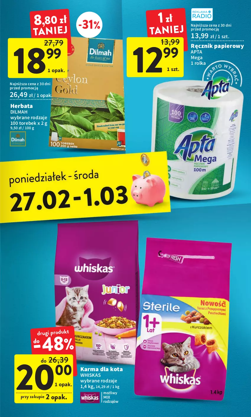 Gazetka promocyjna Intermarche - Gazetka Intermarche - ważna 23.02 do 01.03.2023 - strona 39 - produkty: Dilmah, Herbata, Papier, Ręcznik, Whiskas