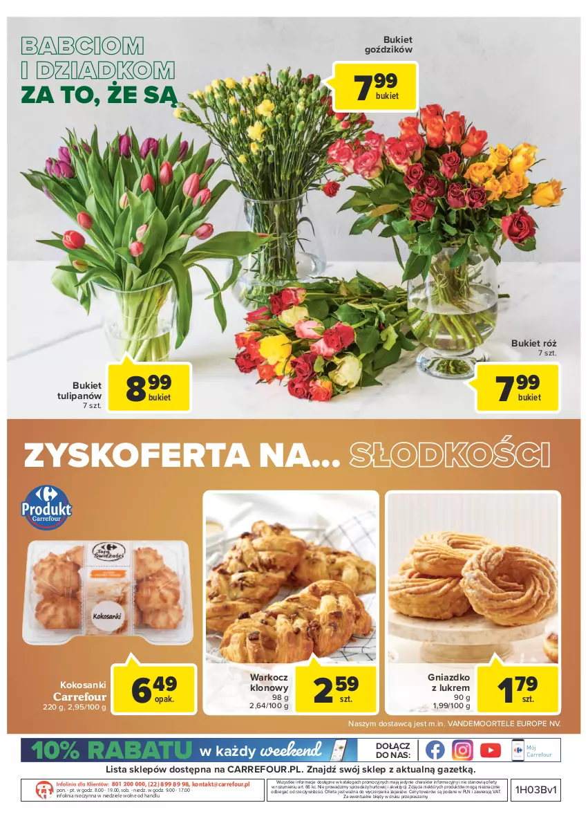 Gazetka promocyjna Carrefour - Gazetka Carrefour Okazje stycznia - ważna 03.01 do 31.01.2022 - strona 4 - produkty: Bukiet, Koc, Kokos, O nas, Sanki, Tulipan