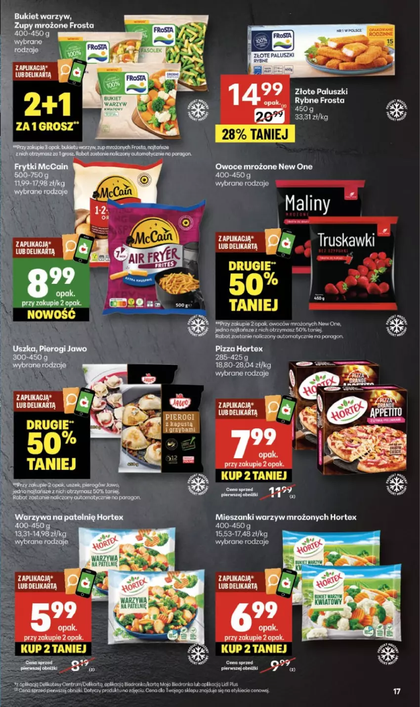 Gazetka promocyjna Delikatesy Centrum - Franczyza DC47 Czwartek - ważna 20.11 do 26.11.2025 - strona 17 - produkty: Bukiet, Bukiet warzyw, Dron, Fa, Frosta, Hortex, Kapustą, Koc, Maliny, Owoce, Paluszki rybne, Pierogi, Pizza, Rum, Warzywa