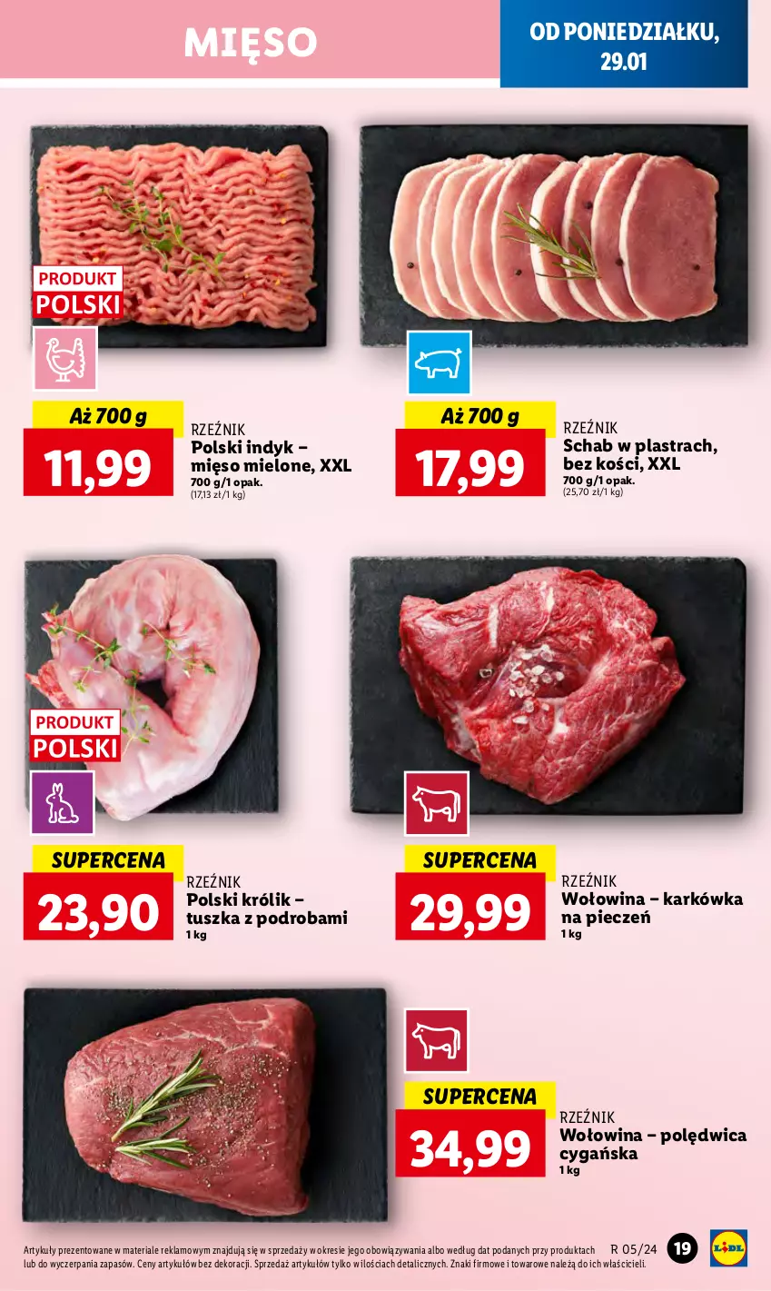 Gazetka promocyjna Lidl - GAZETKA - ważna 29.01 do 31.01.2024 - strona 29 - produkty: Królik, Mięso, Mięso mielone, Piec, Polędwica, Tusz, Wołowina