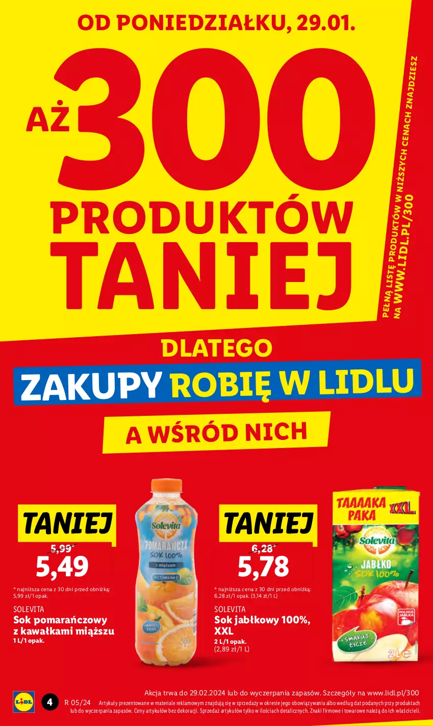 Gazetka promocyjna Lidl - GAZETKA - ważna 29.01 do 31.01.2024 - strona 4 - produkty: Kawa, Sok, Sok jabłkowy, Sok pomarańczowy