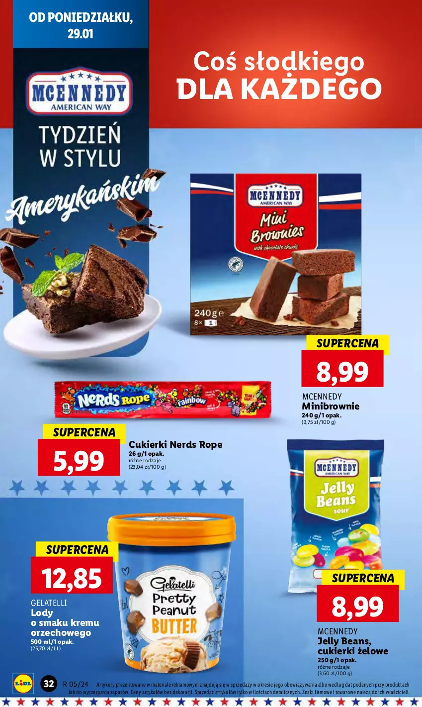 Gazetka promocyjna Lidl - GAZETKA - ważna 29.01 do 31.01.2024 - strona 42 - produkty: Brownie, Cukier, Cukierki, Jelly beans, Lody