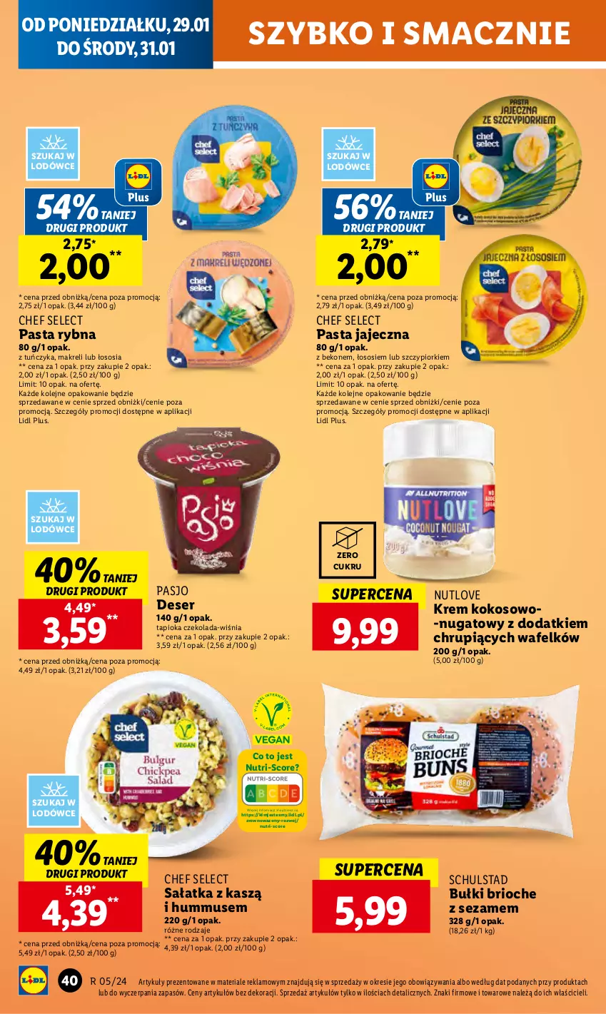 Gazetka promocyjna Lidl - GAZETKA - ważna 29.01 do 31.01.2024 - strona 54 - produkty: Beko, Czekolada, Deser, Hummus, Kokos, Mus, Olej, Sałat, Sałatka, Ser, Sezam, Sos, Tuńczyk, Wazon