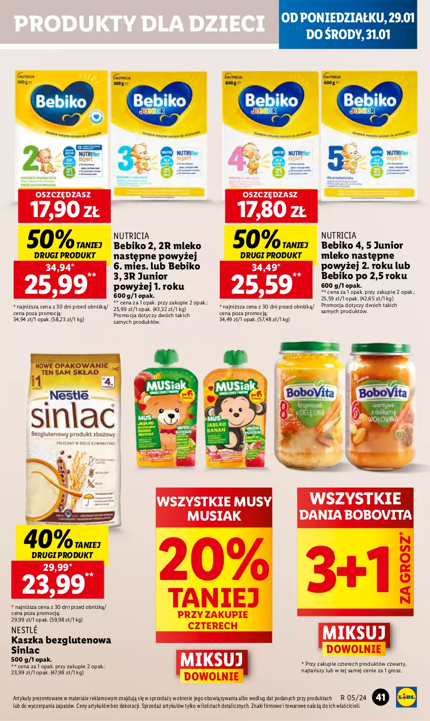 Gazetka promocyjna Lidl - GAZETKA - ważna 29.01 do 31.01.2024 - strona 55 - produkty: Bebiko, BoboVita, Dzieci, Mleko, Mus, Nestlé, O nas, Sinlac