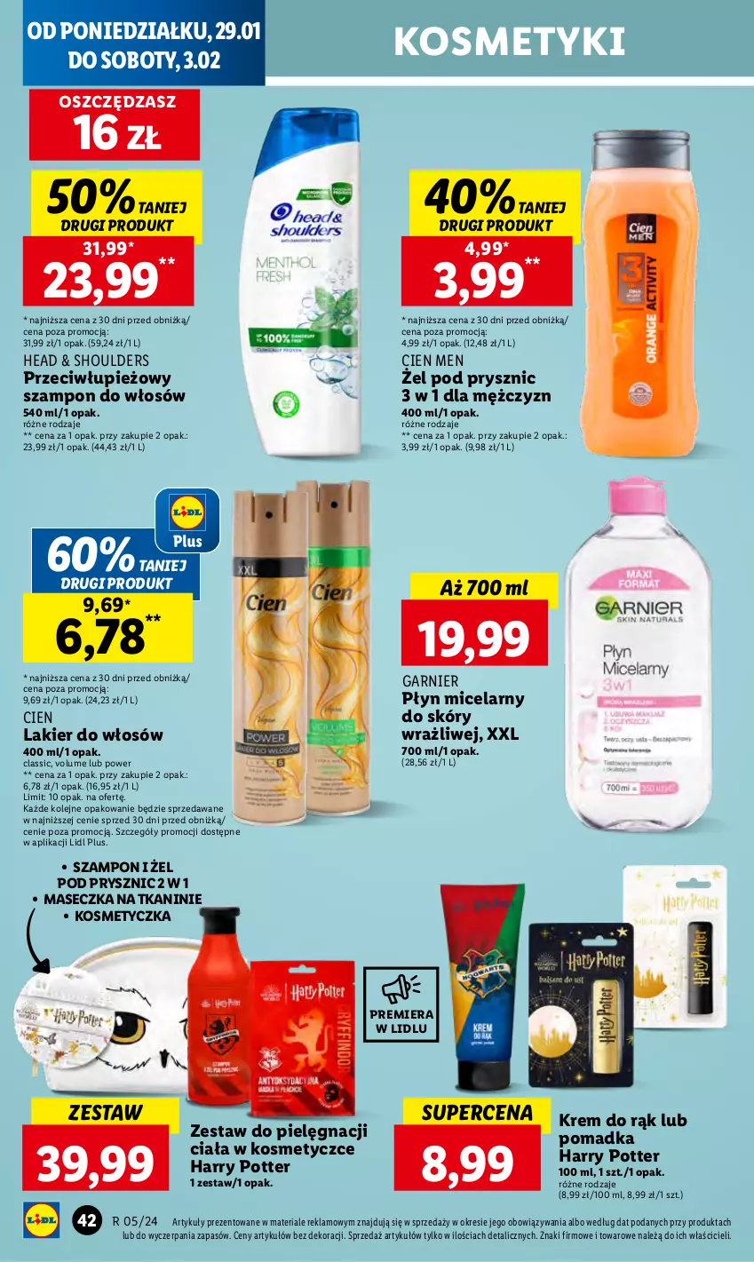 Gazetka promocyjna Lidl - GAZETKA - ważna 29.01 do 31.01.2024 - strona 56 - produkty: Garnier, Harry Potter, Kosmetyczka, Krem do rąk, Lakier, Lakier do włosów, Olej, Płyn micelarny, Szampon