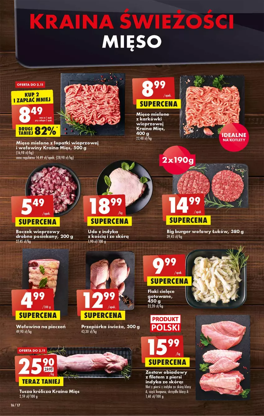 Gazetka promocyjna Biedronka - W tym tygodniu P - ważna 31.10 do 05.11.2022 - strona 16 - produkty: Boczek, Boczek wieprzowy, Burger, Fa, Flaki, Kotlet, Mięso, Mięso mielone, Mięso mielone z łopatki wieprzowej, Piec, Przepiórka, Tera, Tusz, Wołowina