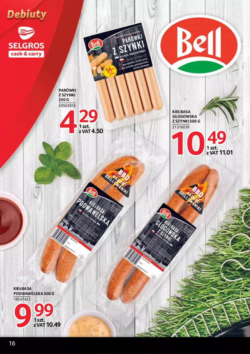 Gazetka promocyjna Selgros - Debiuty w Selgros - ważna 08.03 do 04.08.2021 - strona 16 - produkty: Kiełbasa, Kiełbasa głogowska, Kiełbasa podwawelska, Parówki, Parówki z szynki, Wawel