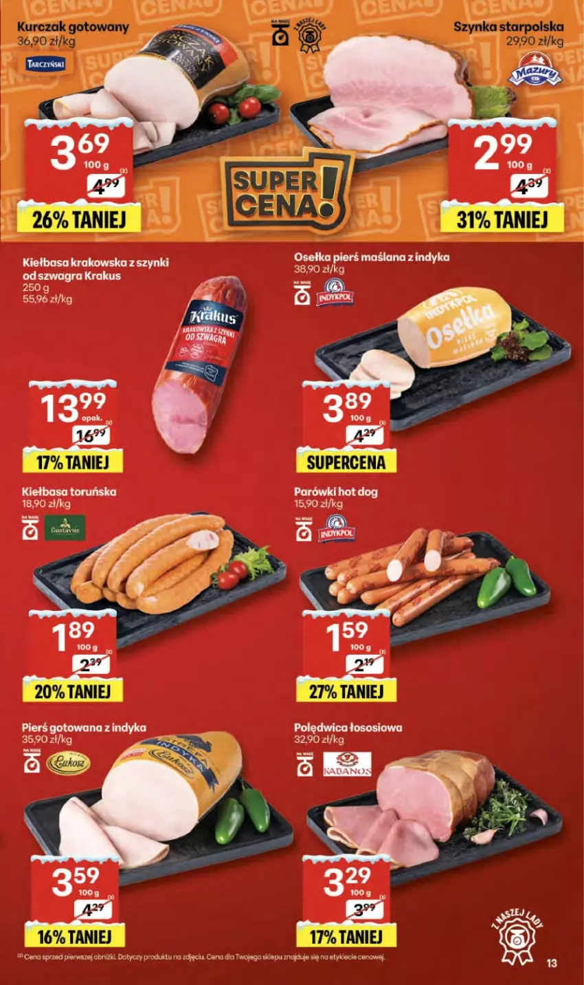 Gazetka promocyjna Delikatesy Centrum - Franczyza DC52 Czwartek - ważna 29.12.2025 do 07.01.2026 - strona 13 - produkty: Gra, Hot dog, Krakus, Parówki, Parówki hot dog, Polędwica, Sos