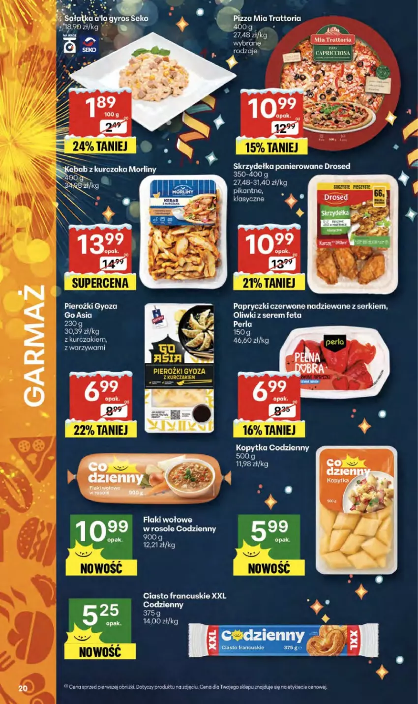 Gazetka promocyjna Delikatesy Centrum - Franczyza DC52 Czwartek - ważna 29.12.2025 do 07.01.2026 - strona 20 - produkty: Ciasto francuskie, Feta, Gyros, Kopytka, Kurczak, Oliwki, Pizza, SEKO, Ser, Sok, Warzywa