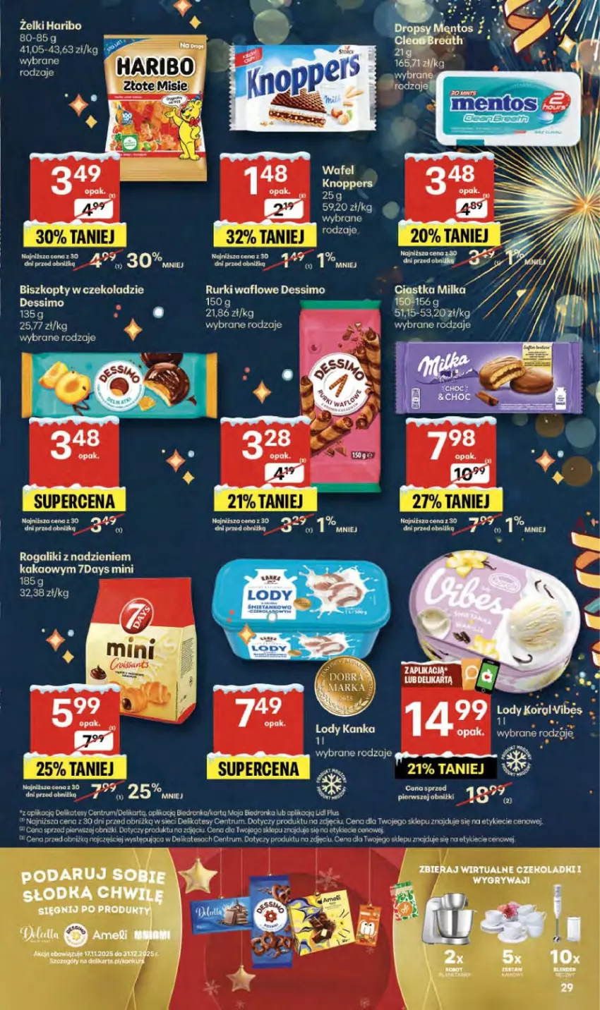 Gazetka promocyjna Delikatesy Centrum - Franczyza DC52 Czwartek - ważna 29.12.2025 do 07.01.2026 - strona 29 - produkty: Biszkopty, Ciastka, Dron, Fa, Gry, Haribo, Kakao, Knoppers, Koc, Lody, Milka, Rogal, Rum, Rurki