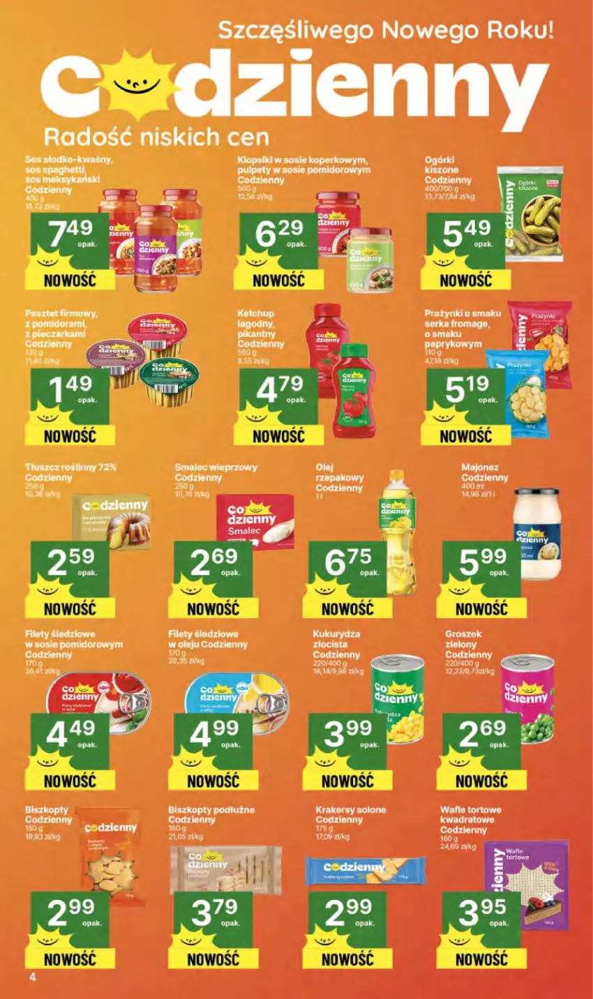 Gazetka promocyjna Delikatesy Centrum - Franczyza DC52 Czwartek - ważna 29.12.2025 do 07.01.2026 - strona 4 - produkty: Biszkopty, Krakersy, Olej