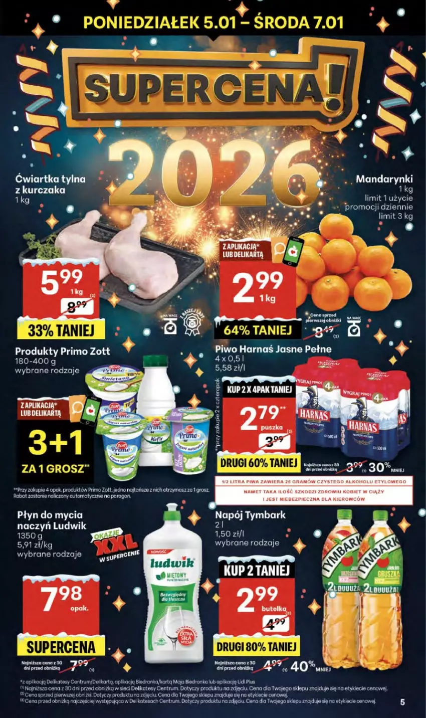 Gazetka promocyjna Delikatesy Centrum - Franczyza DC52 Czwartek - ważna 29.12.2025 do 07.01.2026 - strona 5 - produkty: Dron, Gra, Harnaś, Kawa, Kurczak, Ludwik, Napój, Piec, Piwo, Płyn do mycia, Rum, Sos, Tymbark, Zott
