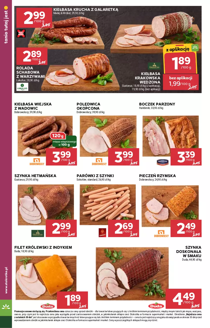 Gazetka promocyjna Stokrotka - Supermarket Opole/Radom - ważna 07.11 do 13.11.2024 - strona 10 - produkty: Boczek, Gala, Kiełbasa, Kiełbasa krakowska, Kiełbasa krucha, Kiełbasa wiejska, Królewski, Owoce, Parówki, Parówki z szynki, Piec, Pieczeń rzymska, Polędwica, Rolada, Szynka, Warzywa