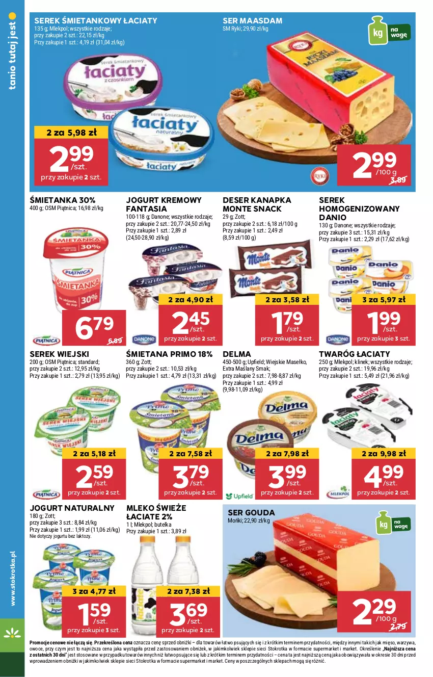 Gazetka promocyjna Stokrotka - Supermarket Opole/Radom - ważna 07.11 do 13.11.2024 - strona 12 - produkty: Danio, Danone, Delma, Deser, Fa, Fanta, Gouda, Jogurt, Jogurt naturalny, Maasdam, Mleko, Monte, Owoce, Ser, Serek, Serek homogenizowany, Serek wiejski, Twaróg, Warzywa, Zott