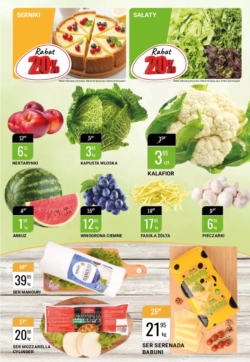 Gazetka promocyjna Bi1 - Lato ze smakiem - ważna 23.06 do 29.06.2021 - strona 3 - produkty: Arbuz, Babuni, Fa, Fasola, Kalafior, Mozzarella, Nektar, Piec, Sałat, Ser, Wino, Winogrona